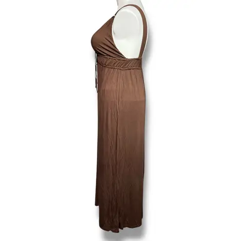Tropical Escape Tropical Escapes Womens Maxi Dress Swimsuit Coverup Grecian Style Brown Large