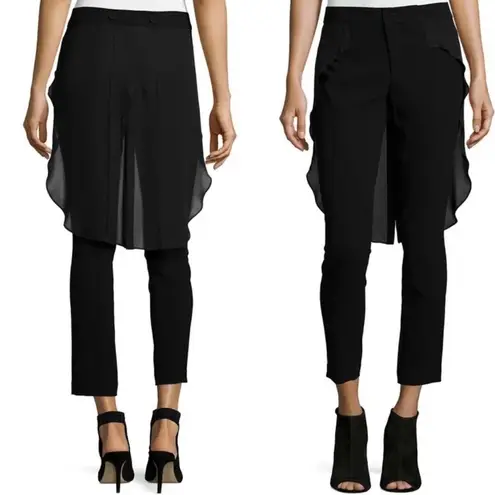 Haute Hippie Fairy Georgette Shirttail Black Pants Size 2 Silk WhimsyGoth