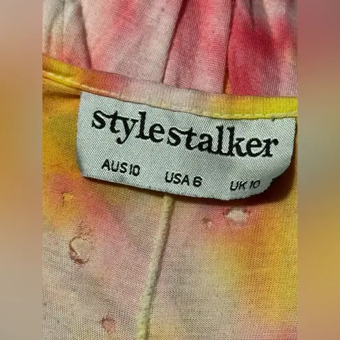 Handmade Style Stalker Pink and Yellow Grunge Skull Tee size 6