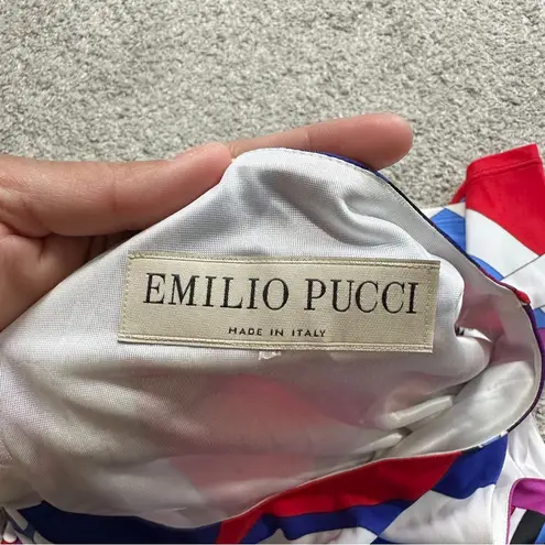 Emilio Pucci  Women’s Sleeveless Dress Ruched Abstract Print Art in Multicolor 8