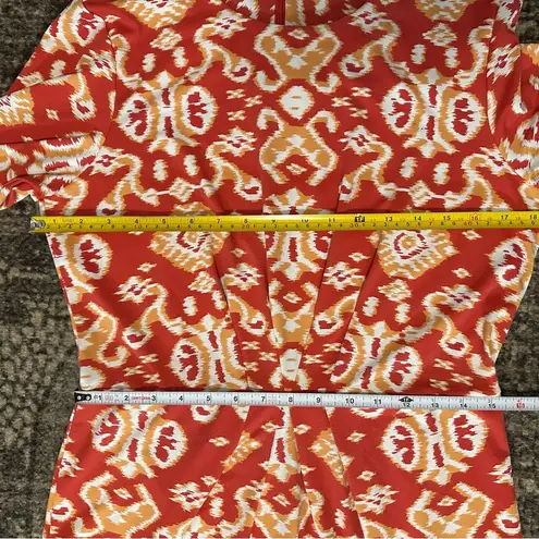 J. McLaughlin Women’s Size L Orange Coral Ikat Scroll Catalina Cloth Mia Dress