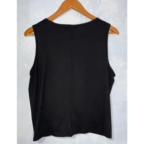 90 Degrees Black Twist Front Crop Athletic Tank Top Exercise Gym Yoga Fitness XL