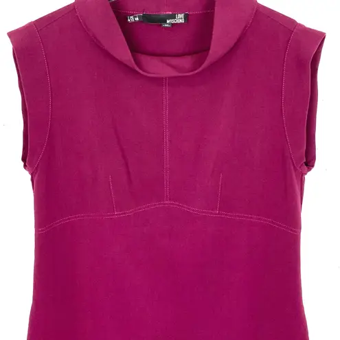 Love moschino Cowl Neck Sleeveless Sheath Dress Stretchy Pockets Pink Size 12