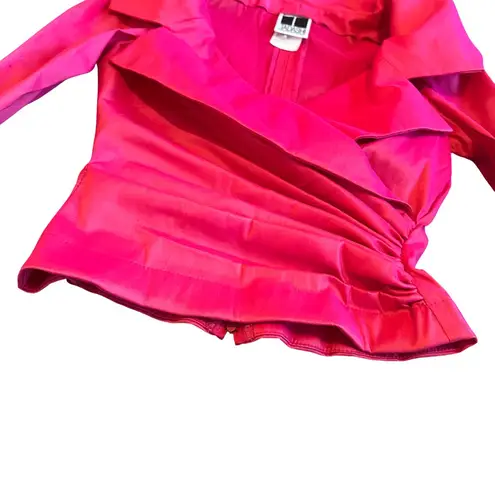 Tadashi Shoji Bright Pink Long Sleeve Shirt Blouse Top Formal MOB Size 4 Women's