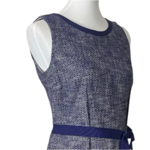 Paule Ka Sheath Dress Tweed Sleeveless Round Neck Purple Cream Women’s Size 8