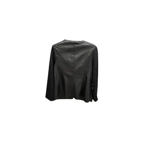 Alfani Mixed Media Faux Leather and Viscose Jacket Women's Size 1X Zipper Front Black