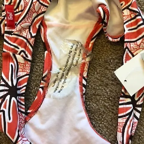 Jag jeans NEW NWT Coral Red ? Brown Tropical Floral Y2K 00s Bikini BOTTOM Small