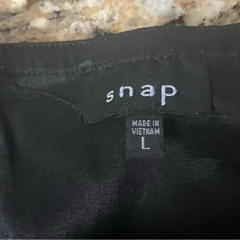 SNAP womens Black Tulip Teired Mini Bodycon Strapless Dress LBD L Holiday HOCO Size L