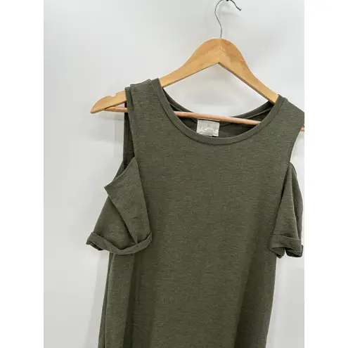 Caslon Green Cold Shoulder Midi Rayon Blend T-Shirt Dress Womens Size Small