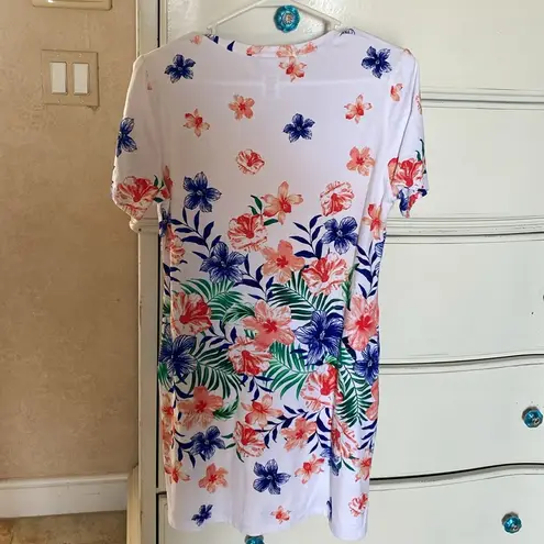Tommy Bahama  White Dress Cotton Spandex Hibiscus print S NWOT