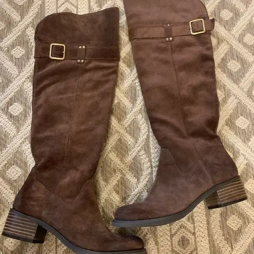 Arturo Chiang  Brown Suede Over the Knee Boots At-Sharin 6