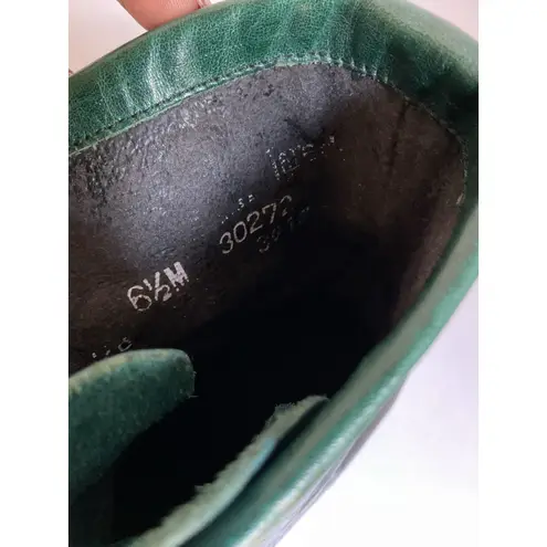 Laredo Vintage Leather Roper Boots • Black & Green • Lace-Up • Women’s 6.5M