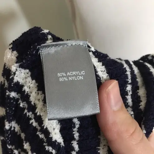 Marled Reunited NWT Navy Blue White Striped Top