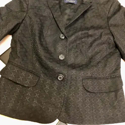 Piazza Sempione Jacquard Black Blazer Italian Oval Diamond Pattern sz 44 Medium