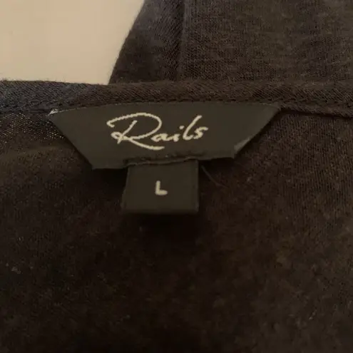 Rails The Resort Tank Black Sleeveless Shirt Thin Lightweight Sz L Linen Blend