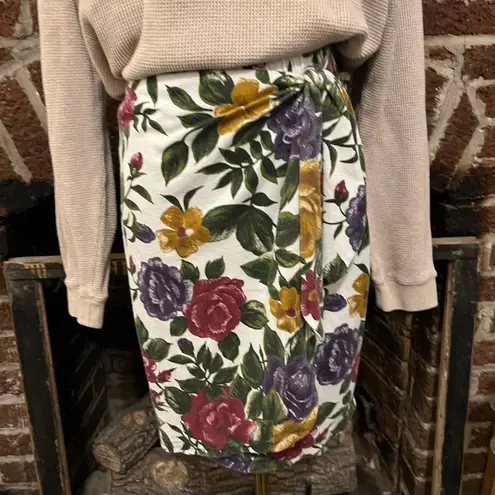 VINTAGE ashly brent floral faux wrap skirt Yellow Size undefined