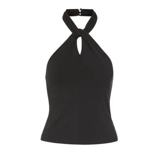 Veronica Beard Novick Twist Halter Top in Black