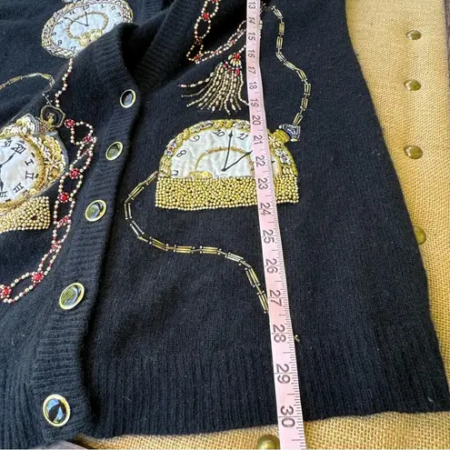 Vintage Raffia Angora Lambswool Cardigan Sweater Black Size M