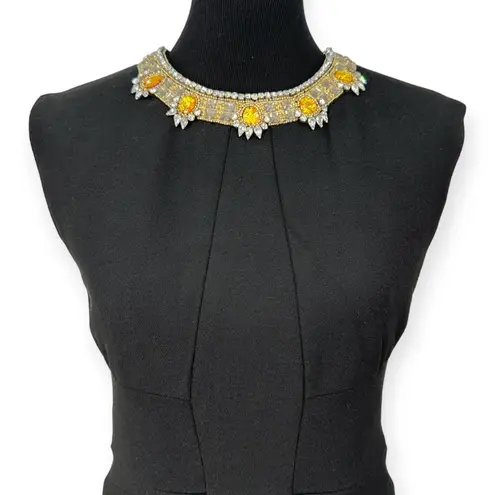 Tracy Reese | Size 4 | Jeweled Collar Black Sleeveless Frock Cocktail Dress
