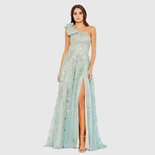 Mac Duggal 11177 Green Embellished Bow One Shoulder A Line Gown 10