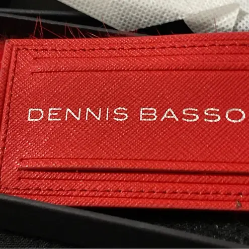 Dennis Basso Red LUGGAGE TAG MEASURES APPROX 6” RED LEATHER RED FUR (FAUX??)