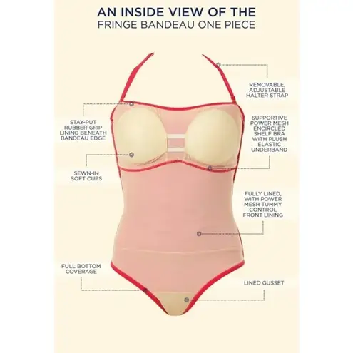 NWT Swimsuits for All black fringe bandeau one piece swimsuit Sz 26