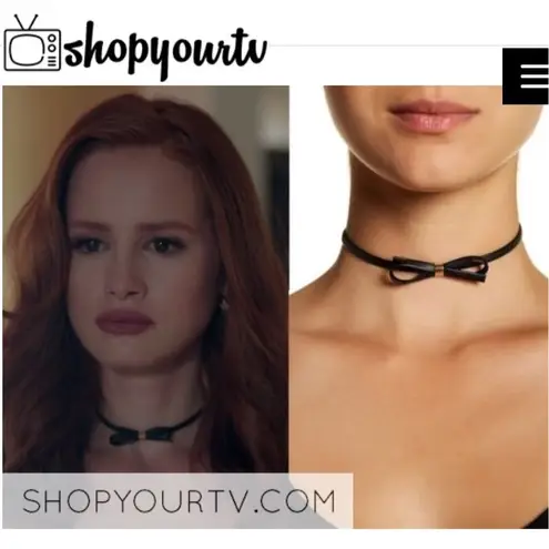 new ๑ aso TV’s Riverdale ๑ Leather Bow Choker ๑ Cheryl Blossom Madelaine Petsch Black