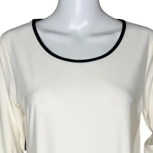 Sympli Tunic Top Womens 8 White Black Trim Minimalist Modern Casual Chic