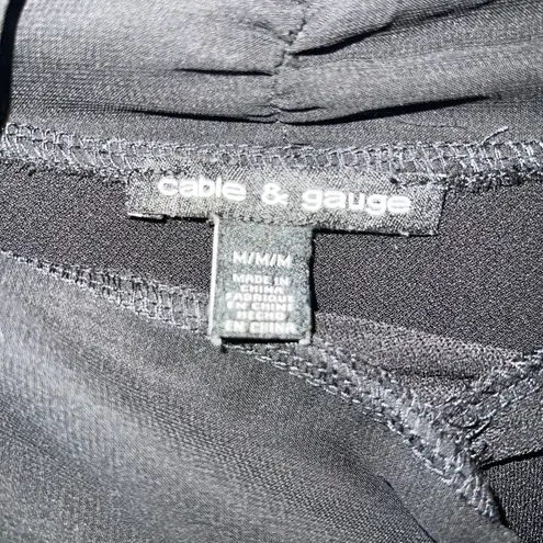 Cable & Gauge Black Medium Lined Shirt With Tie At Neckline Sheer Sleeve