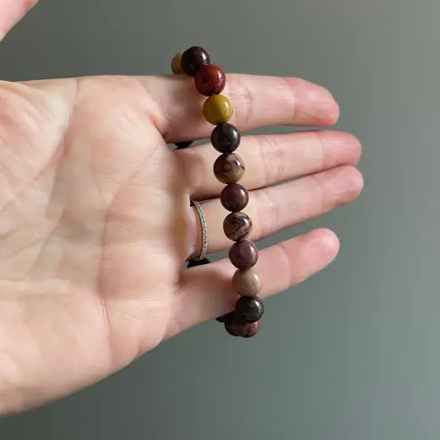 Stone Beaded Stretch Bracelet Purple Brown Power Beads Chunky Early 2000s