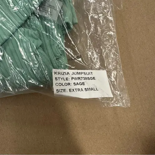 New Gigi C Krizia Sage Green Micro Rib Cutout Tied Jumpsuit Catsuit XS