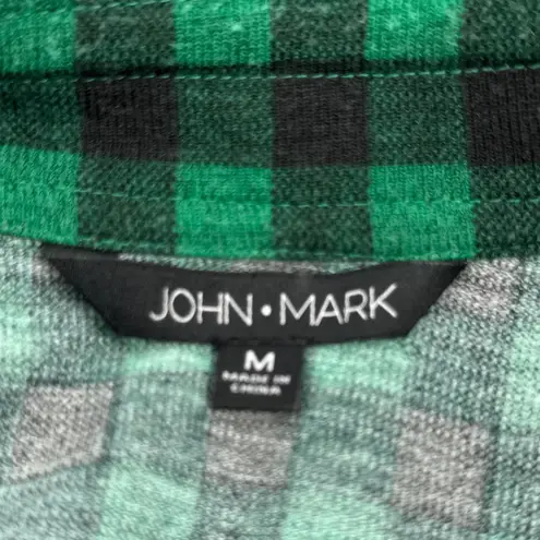 John Mark Women's Green Black Buffalo Check Long Sleeve Tunic Top Medium