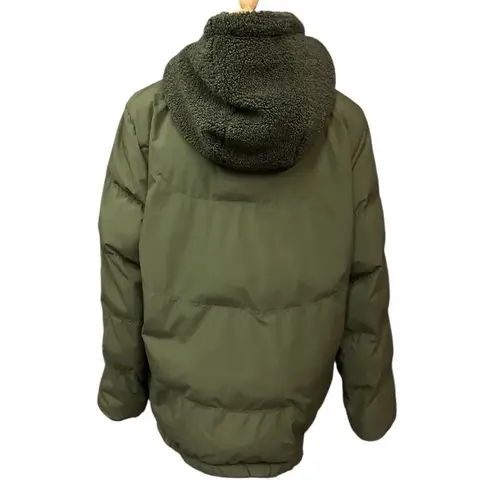 Koolaburra by UGG Women's Reversible Sherpa Hooded Puffer Jacket Green Size L Size L