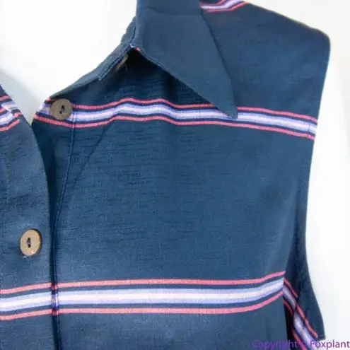 Hutch navy blue stripes shirt dress button sleeveless wrap waist with collar, 1X