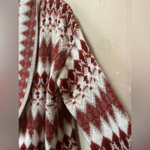 Susina Aztec Geometric Knit Cardigan Sweater Women’s Medium Red