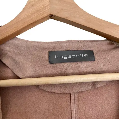 Bagatelle Blush Pink Waterfall Genuine Leather Jacket Fitted Thin Coat XS