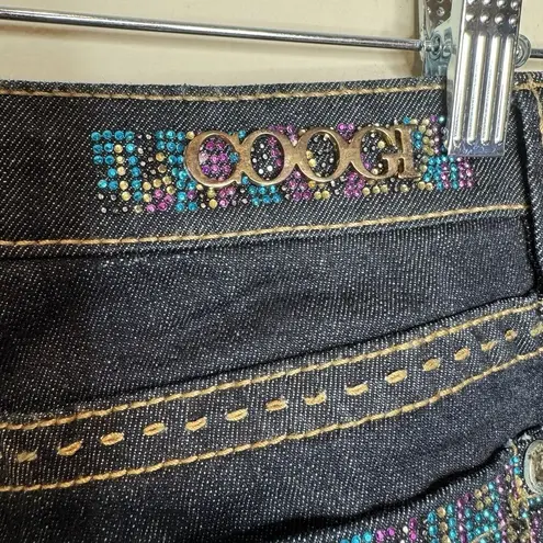 COOGI Rhinestone Embellished Butt Jeans Low Rise Straight Leg Sz 5/6 Y2K Blue