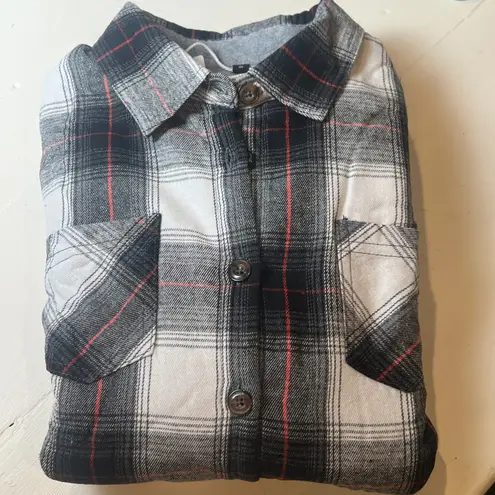 Amazon Plaid Shacket Thermal Fleece Lined Button Down Flannel Shirt Jacket Women's S thumbnail 4