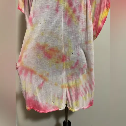 Handmade Style Stalker Pink and Yellow Grunge Skull Tee size 6