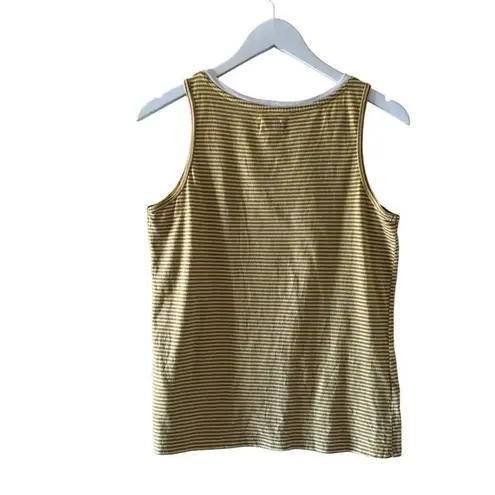 Pact Softspun Striped Crew Neck Organic Cotton Tank Mustard White SZ S #2133 Yellow