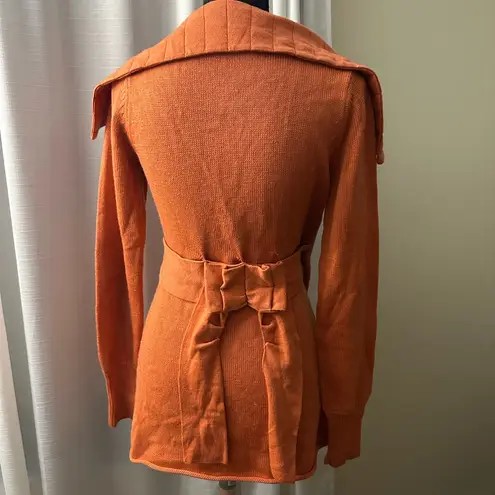 Anthropologie Sparrow Sweater Women’s M orange wool blend big collar wrap bow Size M