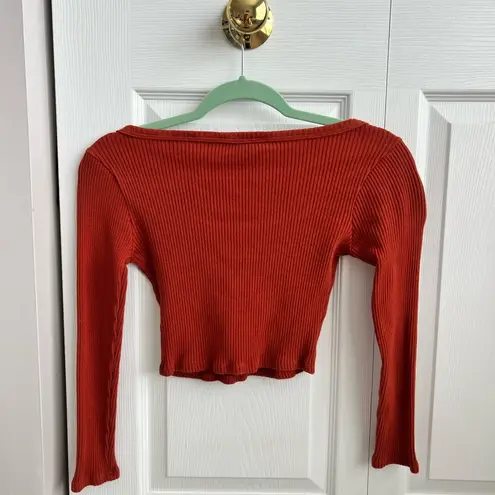 Cider Orange Ribbed Cropped Long Sleeve