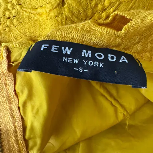 Few Moda Allison Yellow Floral Lace Off Shoulder V Neck Mini Dress Size S