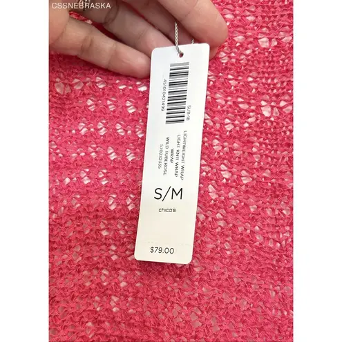 Chico's  Pink Lightweight Open Knit Wrap Style Sweater. - Size S/M