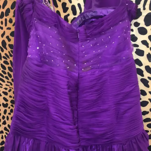 Mayqueen Purple Long Tulle Prom Gown Size 14