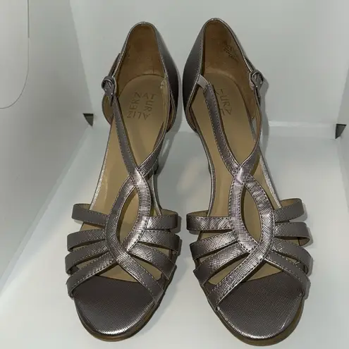 Naturalizer Delina Strappy Platform Sandals Heels Metallic Silver Women’s 10