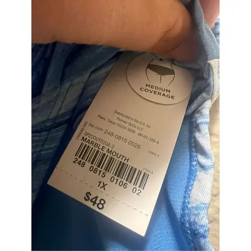 Oasis Outdoor  Blue Marble Medium Coverage Swimsuit Bottom Woman’s 1X NEW