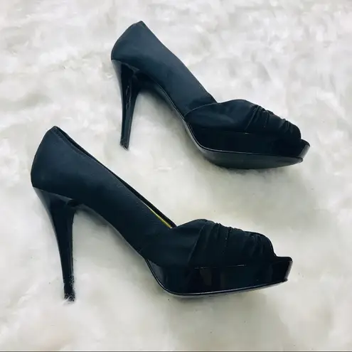 ZARA  Collection Black Satin Platform Pumps Size 8/ 39