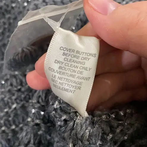 Rebecca Taylor shimmering chunky knit shawl collar one button sweater cardigan S