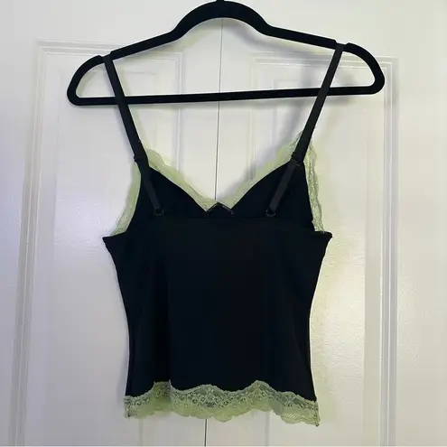 LIONESS Revolve  Black and Green Lace Trim Camisole Small